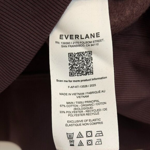 Everlane Cropped Luxe Fleece Hoodie in Dark Chocolate, Size Large - Picture 8 of 9